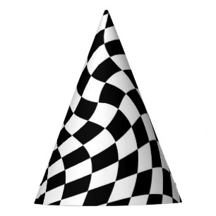 Chapeaux De Fêtes Motif À damiers dépoli noir et blanc