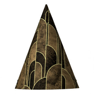 Chapeaux De Fêtes Motif Art Déco marron et or riche