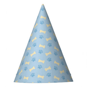 Chapeaux De Fêtes Motif bleu d'os d'empreinte de patte