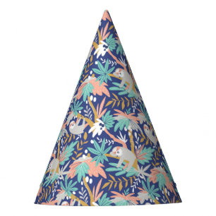 Chapeaux De Fêtes Motif bleu tropical de paresse