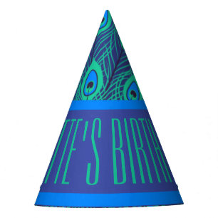CHAPEAUX DE FÊTES MOTIF BLEU VERT CONTEMPORAIN PEACOCK FEATHERS