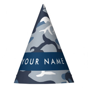 Chapeaux De Fêtes Motif camouflage neige hivernale bleue Personnalis