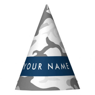 Chapeaux De Fêtes Motif camouflage neige hivernale grise Personnalis