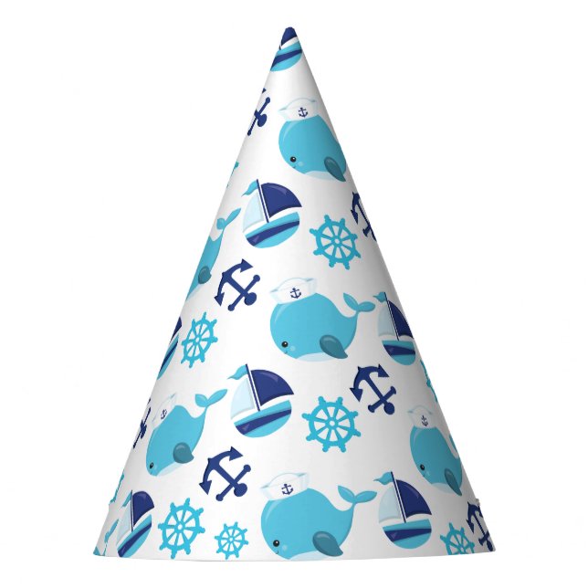 Chapeaux De Fêtes Motif De Baleines, Beaux Baleines, Baleines Bleues (Devant)