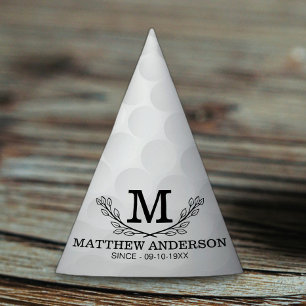 Chapeaux De Fêtes Motif de balle de golf personnalisé Nom Monogramme
