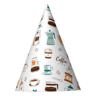 Chapeaux De Fêtes Motif de café et de café tiré à la main