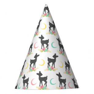 Chapeaux De Fêtes Motif de cerfs, Cerf de bébé, Boho, Fleurs, Lune