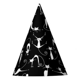 Chapeaux De Fêtes Motif de chat blanc mince fantaisiste