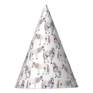 Chapeaux De Fêtes Motif de conte de fées de licorne d'aquarelle