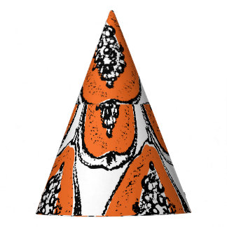Chapeaux De Fêtes Motif de dessin vintage Papaya Charcoal.