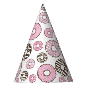 Chapeaux De Fêtes Motif De Donuts, Donuts Roses, Donuts Blancs