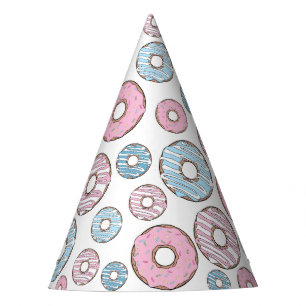 Chapeaux De Fêtes Motif De Donuts, Donuts Roses, Donuts Bleus
