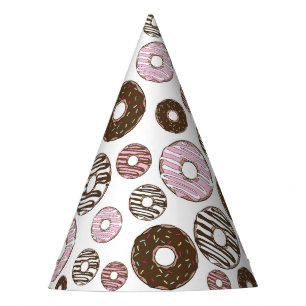 Chapeaux De Fêtes Motif De Donuts, Donuts Roses, Donuts Brown