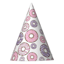 Chapeaux De Fêtes Motif De Donuts, Donuts Roses, Donuts Violets