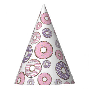 Chapeaux De Fêtes Motif De Donuts, Donuts Roses, Donuts Violets