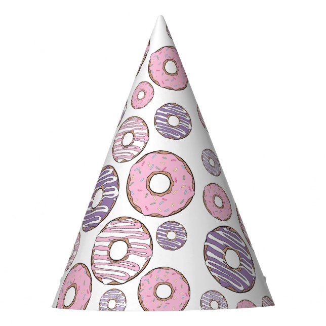 Chapeaux De Fêtes Motif De Donuts, Donuts Roses, Donuts Violets (Devant)