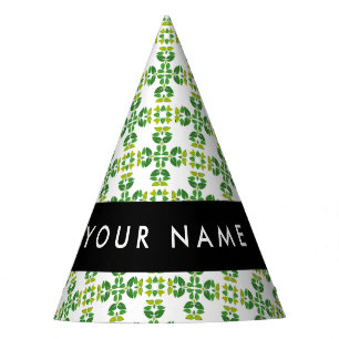 Chapeaux De Fêtes Motif de feuille, feuilles vertes, votre nom