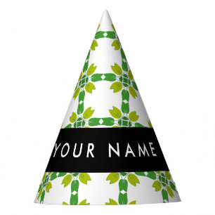 Chapeaux De Fêtes Motif de feuille, feuilles vertes, votre nom
