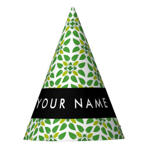 Chapeaux De Fêtes Motif de feuille, Feuilles vertes, Votre nom