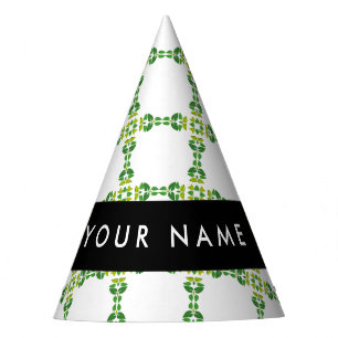 Chapeaux De Fêtes Motif de feuille, feuilles vertes, votre nom