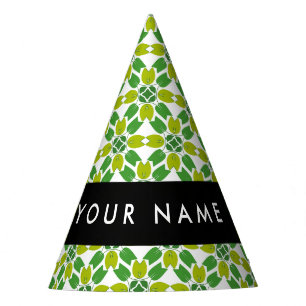 Chapeaux De Fêtes Motif de feuille, feuilles vertes, votre nom