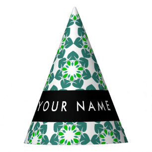 Chapeaux De Fêtes Motif de feuille, feuilles vertes, votre nom
