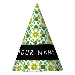 Chapeaux De Fêtes Motif de feuille, feuilles vertes, votre nom