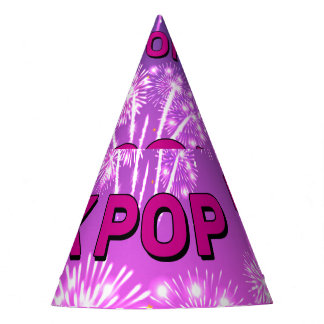 Chapeaux De Fêtes Motif de feux d'artifice KPOP Typographie Rose Vio
