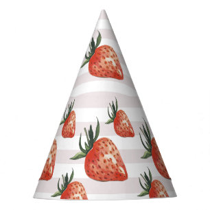 Chapeaux De Fêtes Motif de fraises d'aquarelle