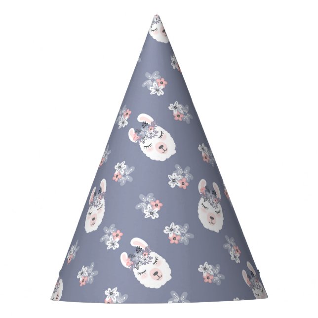 Chapeaux De Fêtes Motif de lamas et de fleurs (Devant)