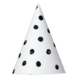 Chapeaux De Fêtes Motif de points abstrait noir et blanc