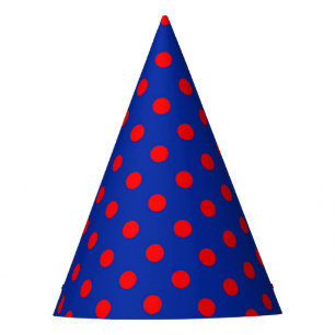 Chapeaux De Fêtes Motif de points rouges sur fond bleu