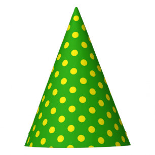 Chapeaux De Fêtes Motif de pois jaunes sur fond vert