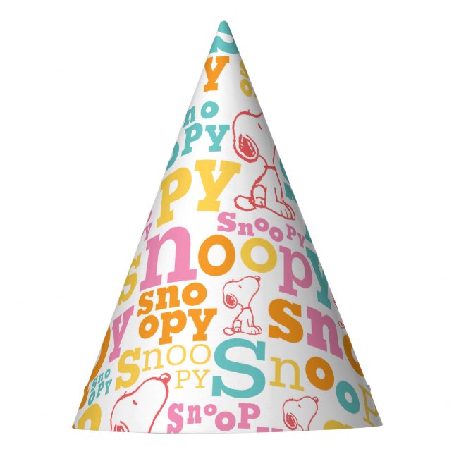 Chapeaux De Fêtes Motif de texte Snoopy Pastel (Devant)