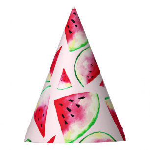 Chapeaux De Fêtes Motif de tranche de pastèque aquarelle