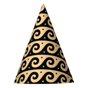 Chapeaux De Fêtes Motif de vague méditerranéen, Fret grec, Brun