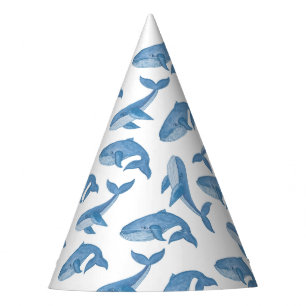 Chapeaux De Fêtes Motif des baleines bleues de Kawaii Cute.