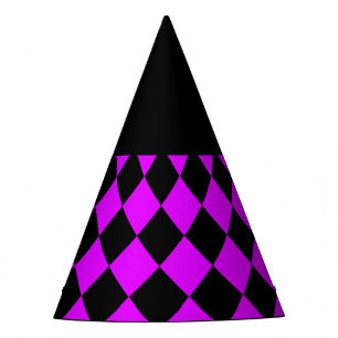 Chapeaux De Fêtes Motif diamant damier noir violet