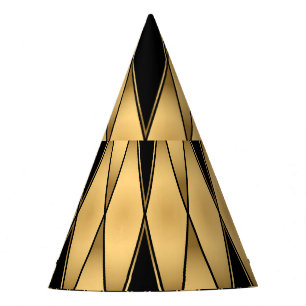 Chapeaux De Fêtes Motif diamant : motif élégant noir or.