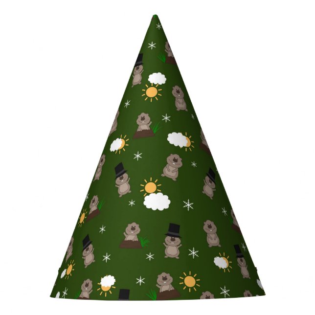 Chapeaux De Fêtes Motif du jour de la marmotte (Devant)