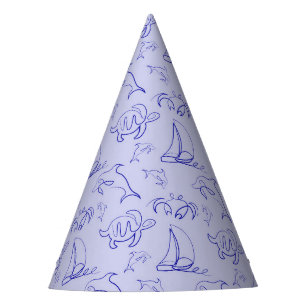Chapeaux De Fêtes Motif d'une ligne d'animal marin et voilier