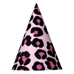 Chapeaux De Fêtes Motif Empreinte de léopard rose et noir 