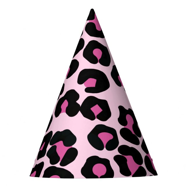 Chapeaux De Fêtes Motif Empreinte de léopard rose et noir  (Devant)
