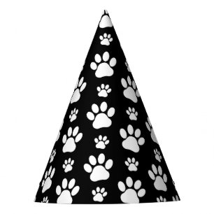 Chapeaux De Fêtes Motif, Empreintes de pattes, pattes de chien, noir