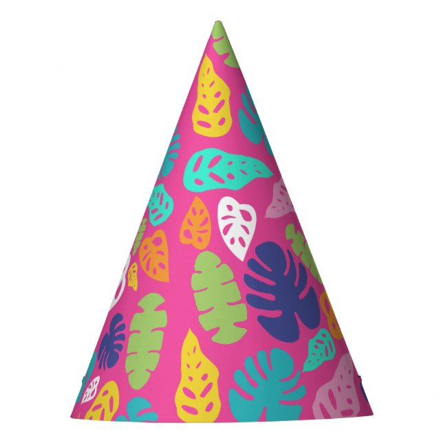 Chapeaux De Fêtes Motif Feuille d'été de couleur vive (Devant)