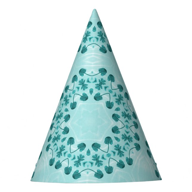 Chapeaux De Fêtes Motif floral, bleu Turquoise (Devant)