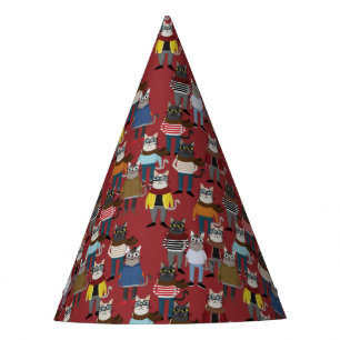Chapeaux De Fêtes Motif frais de chat de hippie