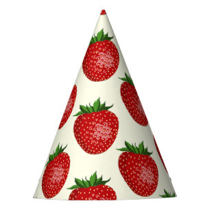 Chapeaux De Fêtes Motif fraises, fraises rouges, fruits, feuilles
