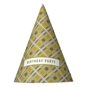 Chapeaux De Fêtes Motif géométrique d'or, fête d'anniversaire modern