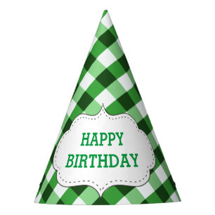 Chapeaux De Fêtes Motif Gingham Vert Élégant Anniversaire Personnali